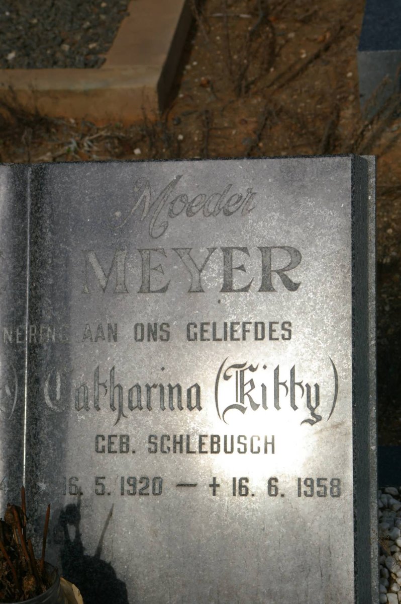 MEYER Catharina Sophia nee SCHLEBUSCH 1920-1958