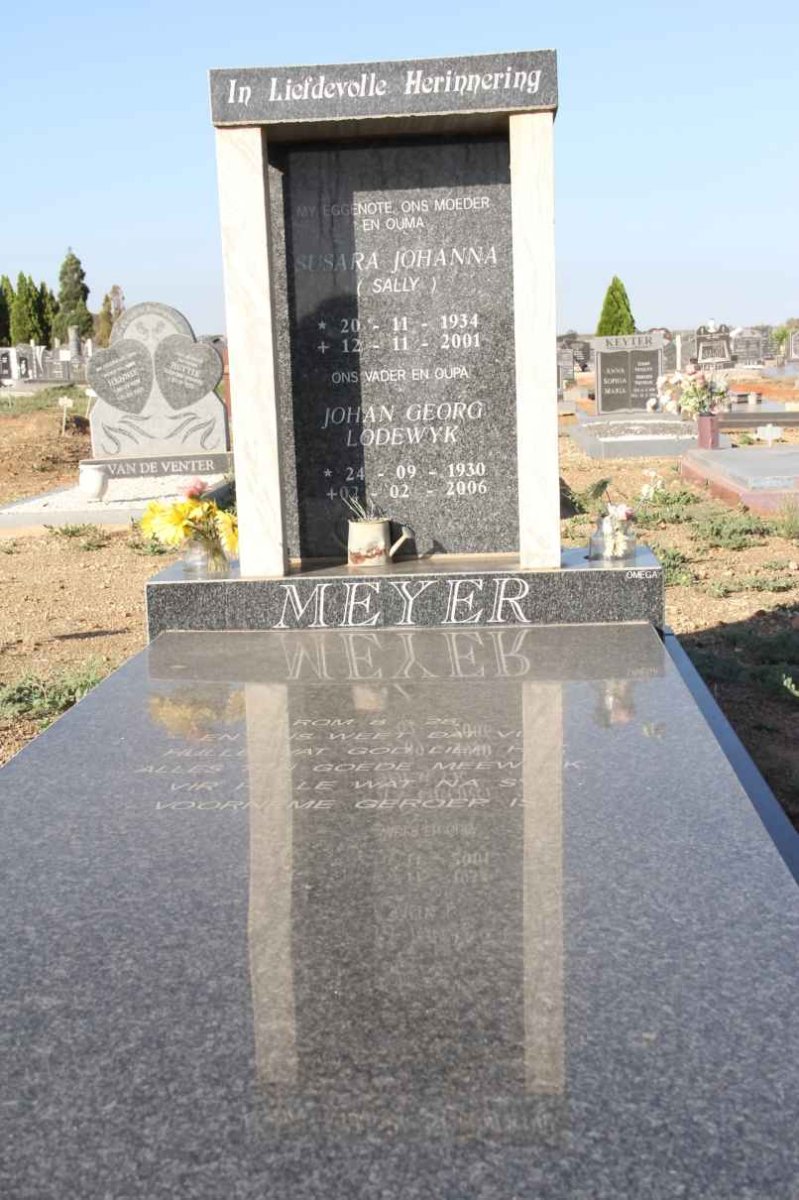 MEYER Johan Georg Lodewyk 1930-2006 &amp; Susara Johanna 1934-2001