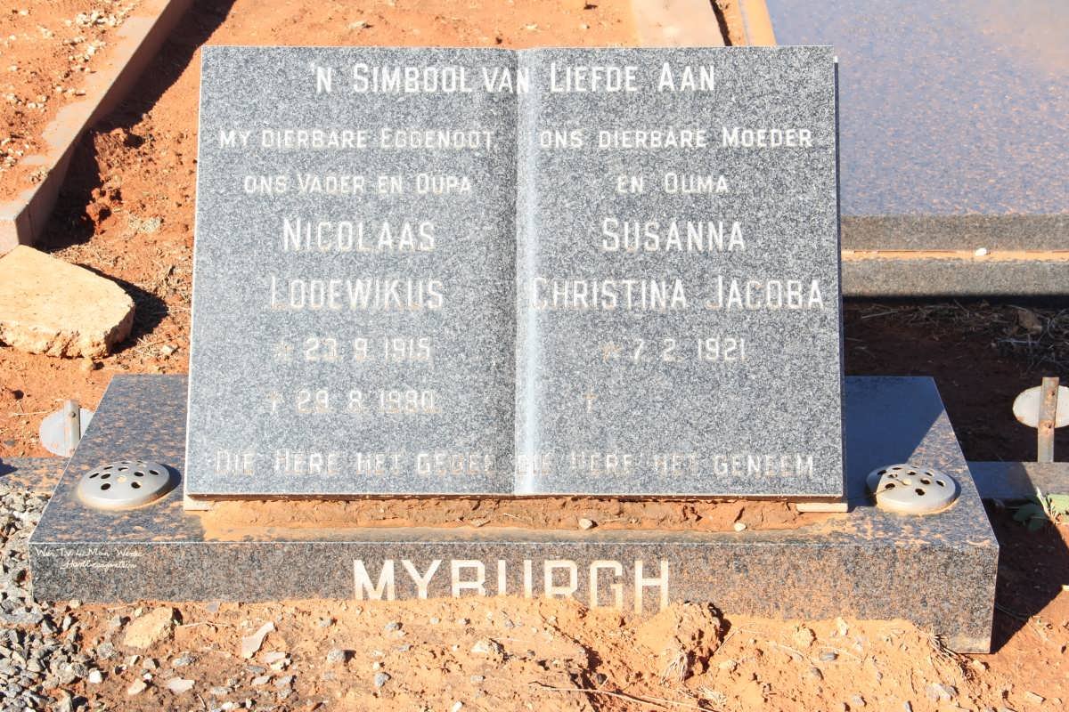 MYBURGH Nicolaas Lodewikus 1915-1980 &amp; Susanna Christina Jacoba 1921-