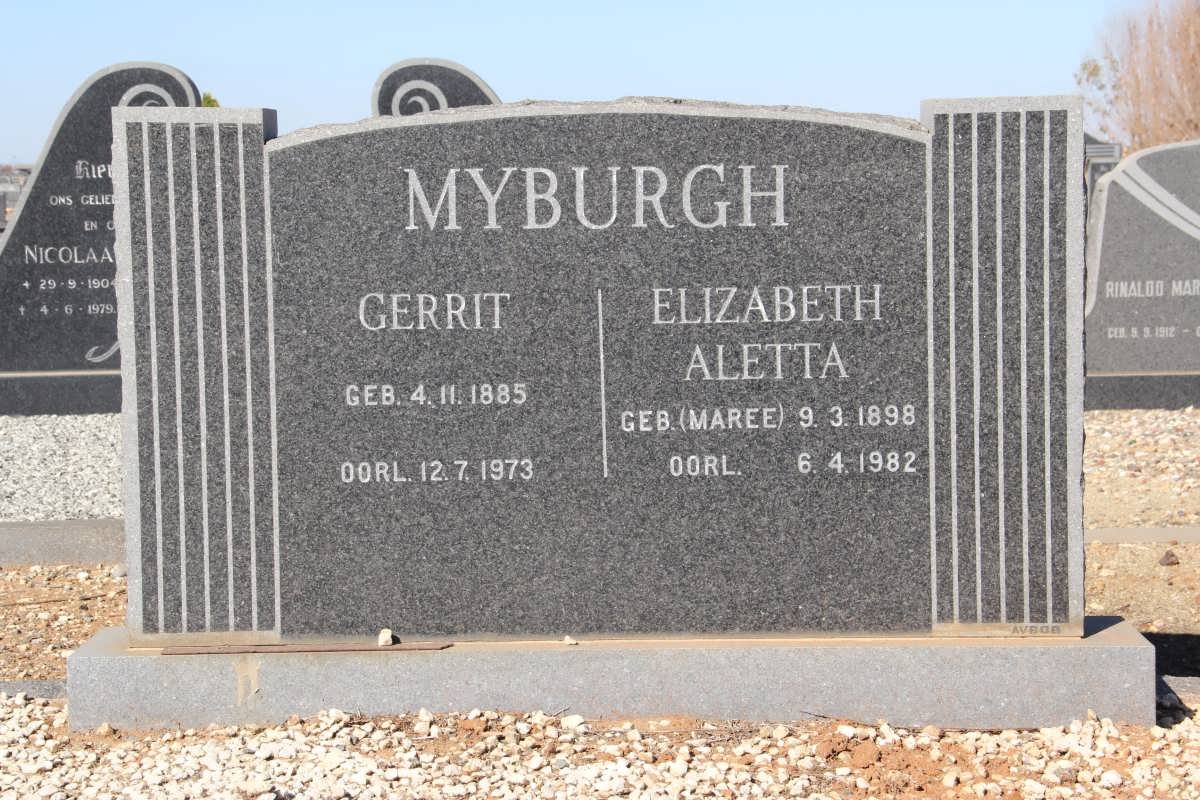 MYBURGH Gerrit 1885-1973 &amp; Elizabeth Aletta MAREE 1898-1982