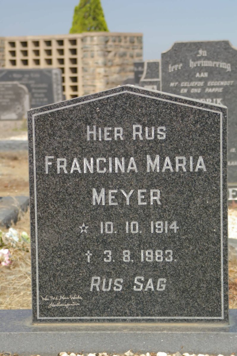MEYER Francina Maria 1914-1983