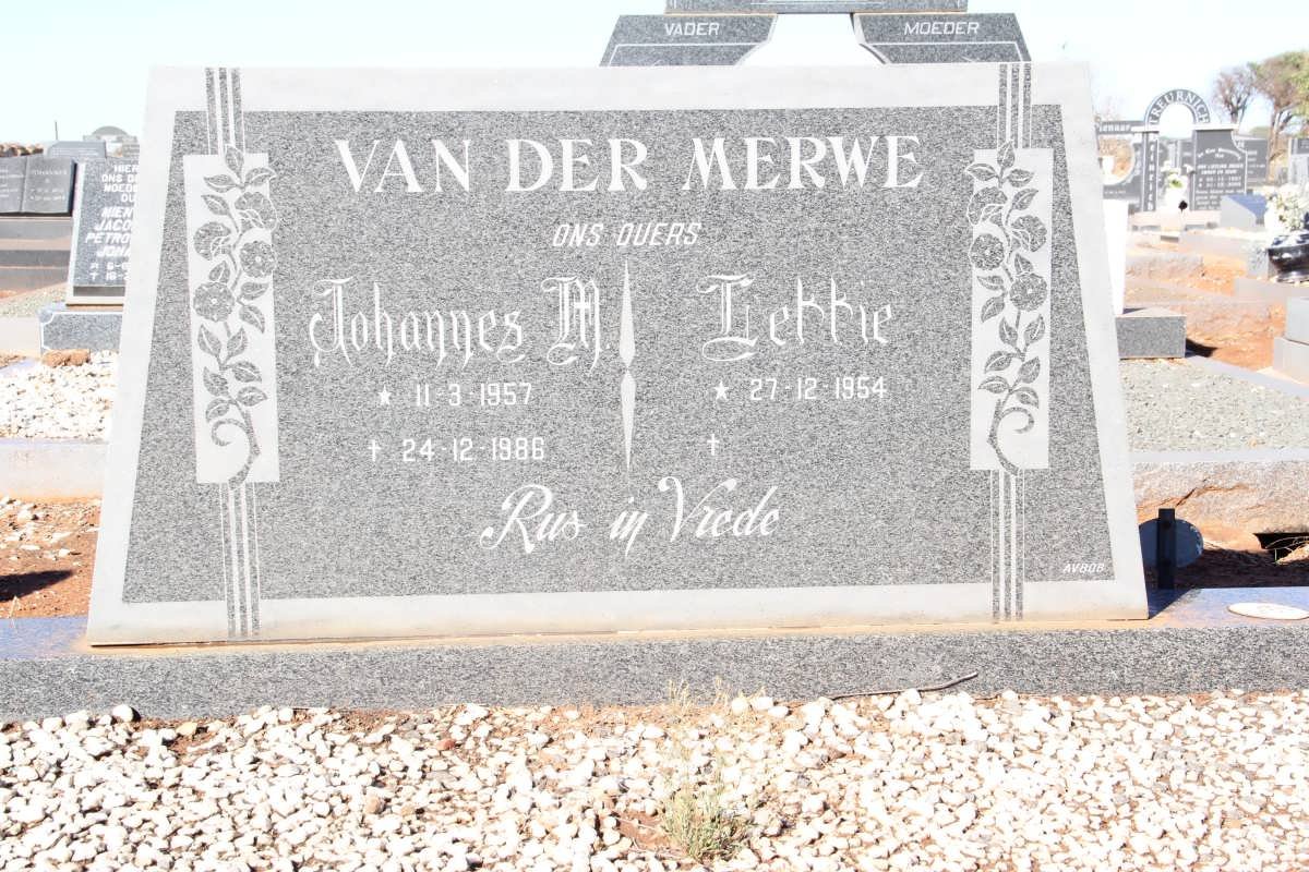 MERWE Johannes M., van der 1957-1986 &amp; Lettie 1954-