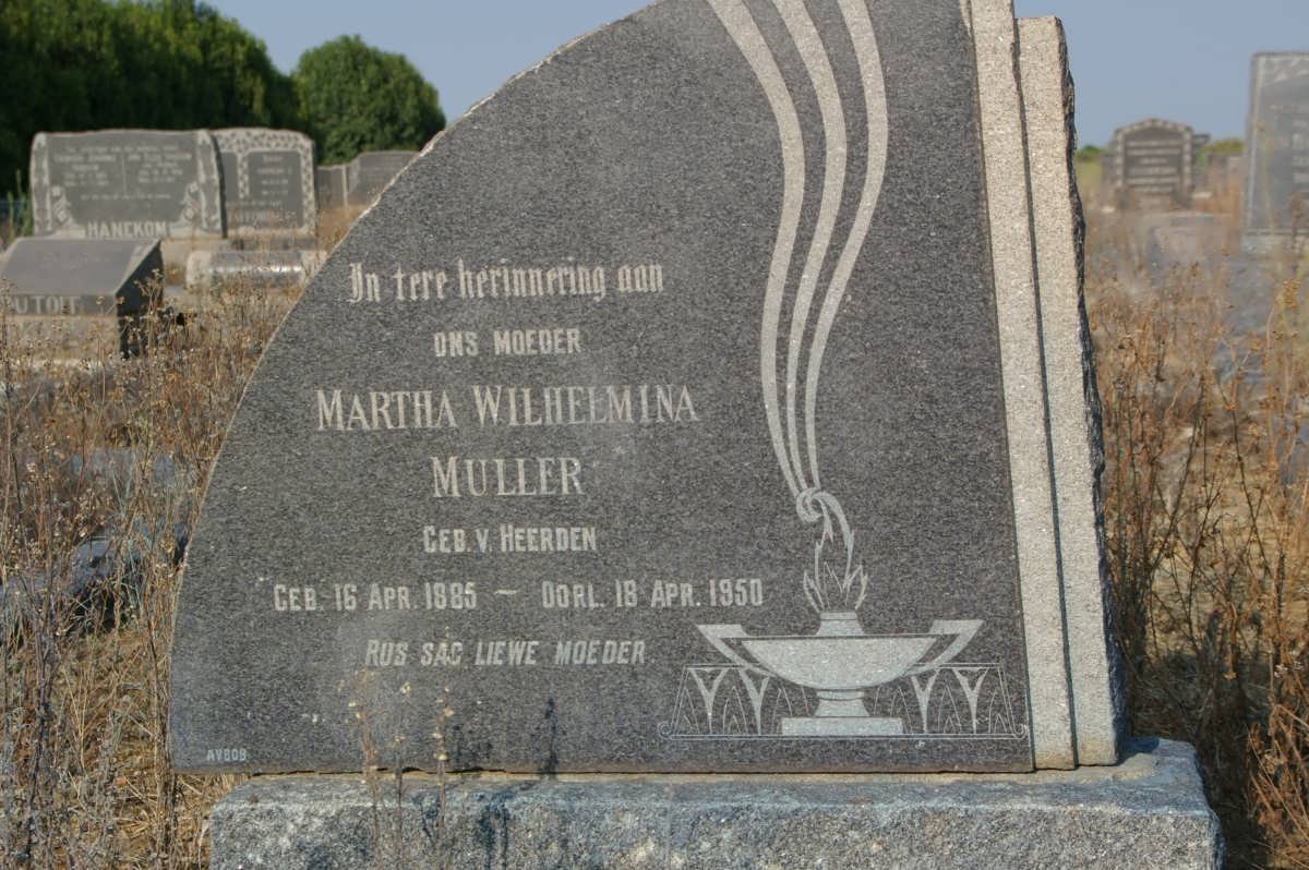 MULLER Martha Wilhelmina nee VAN HEERDEN 1885-1950