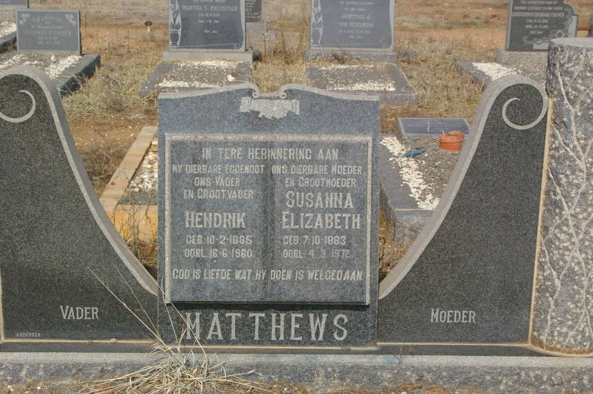 MATTHEWS Hendrik 1885-1960 &amp; Susanna Elizabeth 1883-1972