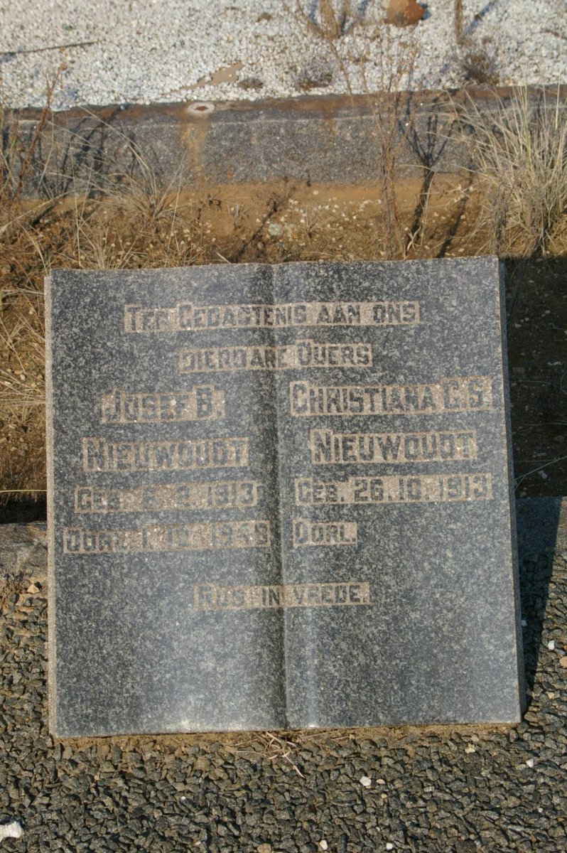 NIEUWOUDT Josef B. 1913-1948 &amp; Christiana G.S. 1913-