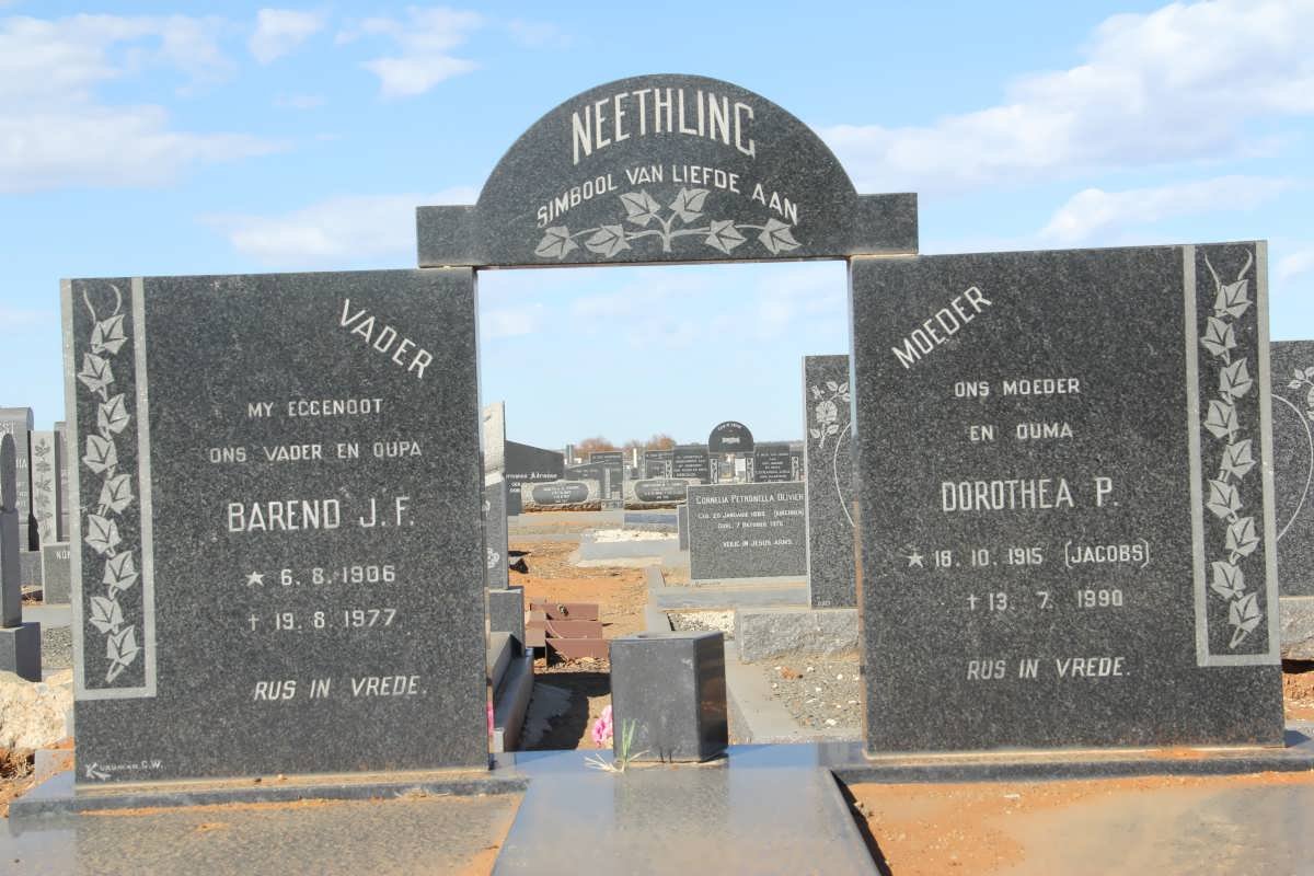 NEETHLING Barend J.F. 1906-1977 &amp; Dorothea P. JACOBS 1915-1990