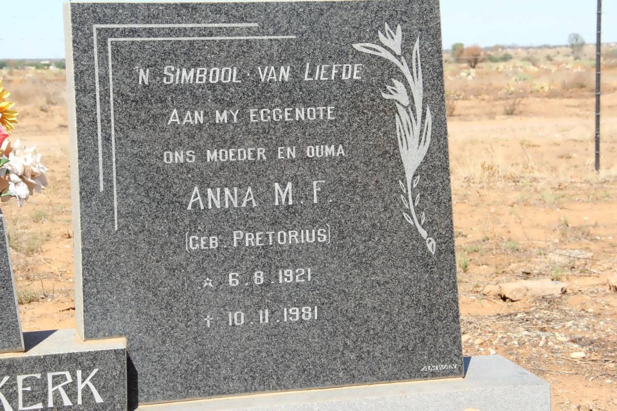NIEKERK Anna M.F., van nee PRETORIUS 1921-1981