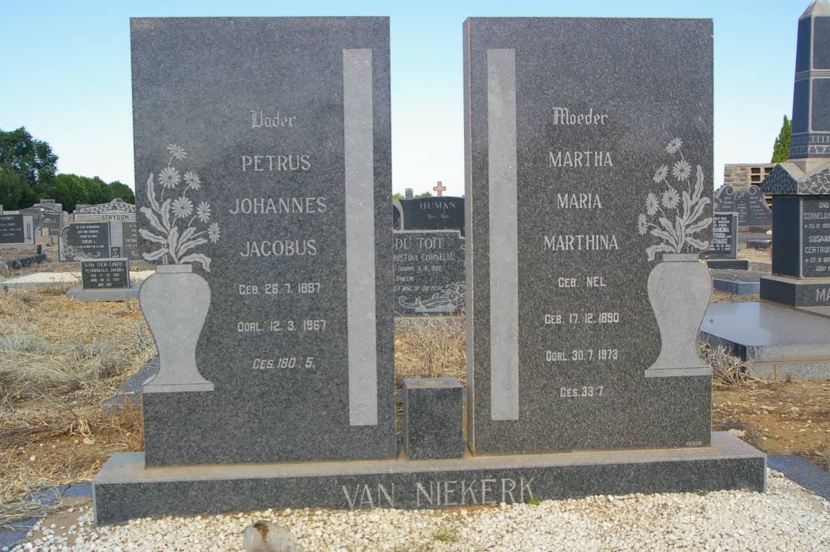 NIEKERK Petrus Johannes Jacobus, van 1887-1967 &amp; Martha Maria Marthina NEL 1890-1973