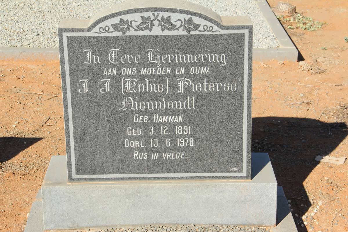 NIEUWOUDT J.J. Pieterse nee HAMMAN 1891-1978