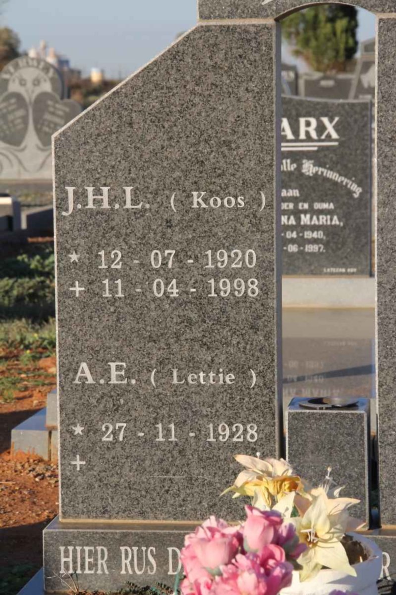 NEL J.H.L. 1920-1998 &amp; A.E. 1928-