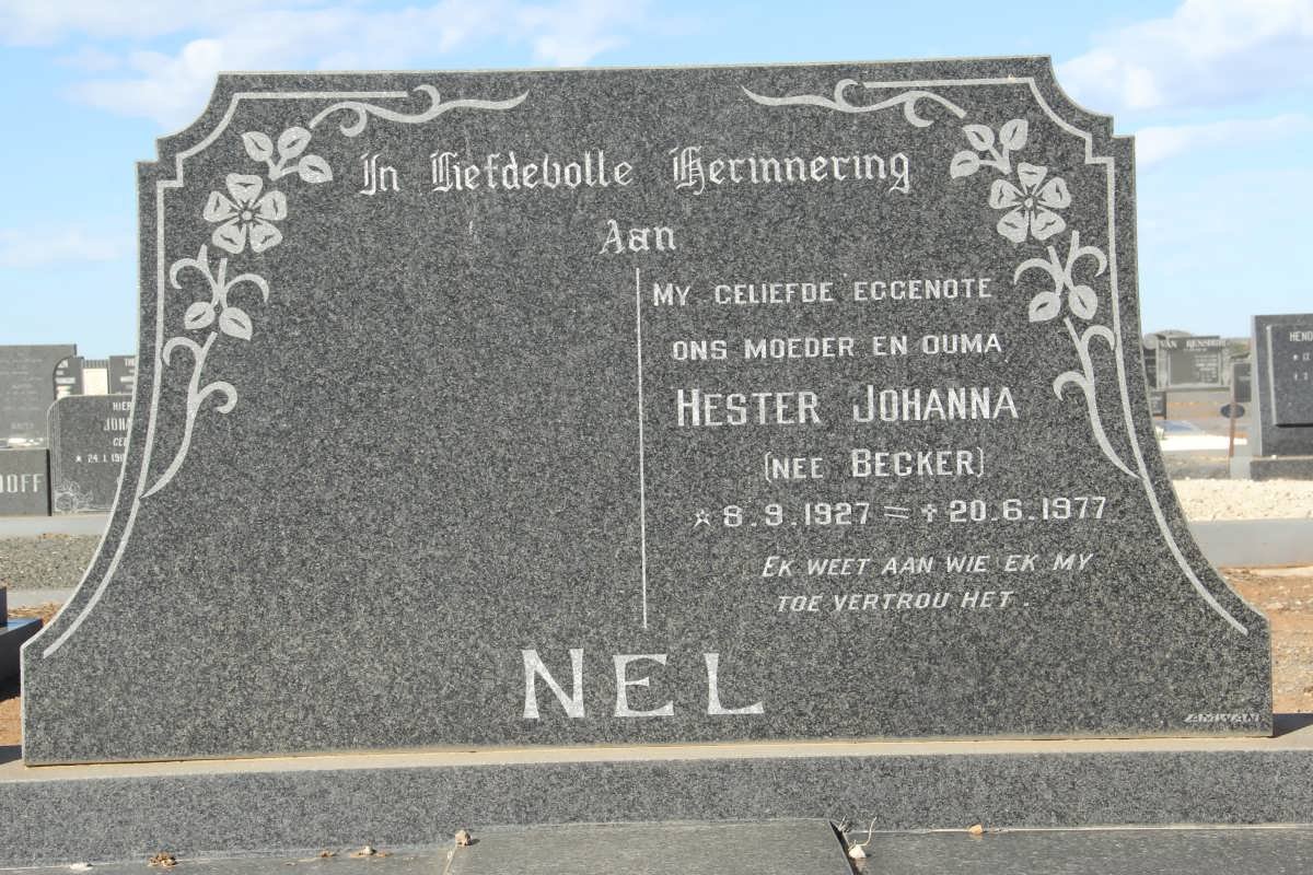 NEL Hester Johanna nee BECKER 1927-1977