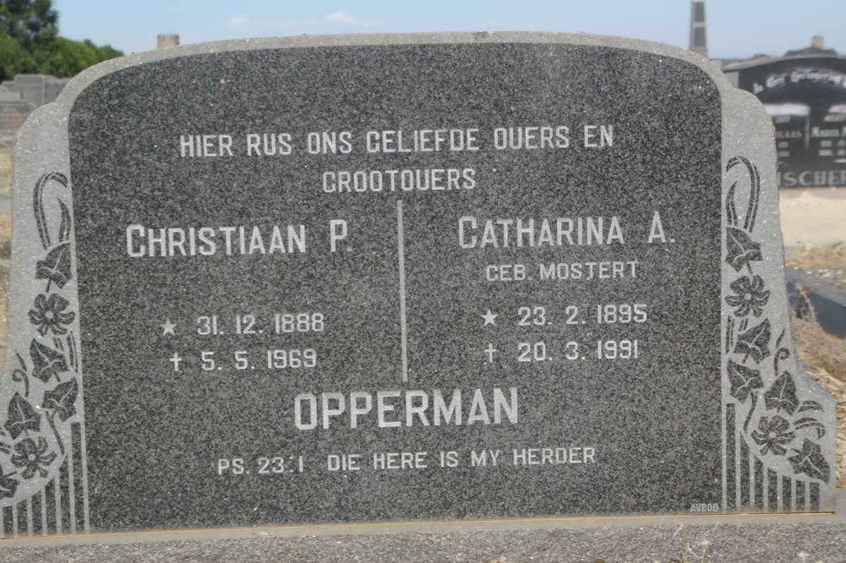 OPPERMAN Christiaan P. 1888-1969 &amp; Catharina A. MOSTERT 1895-1991