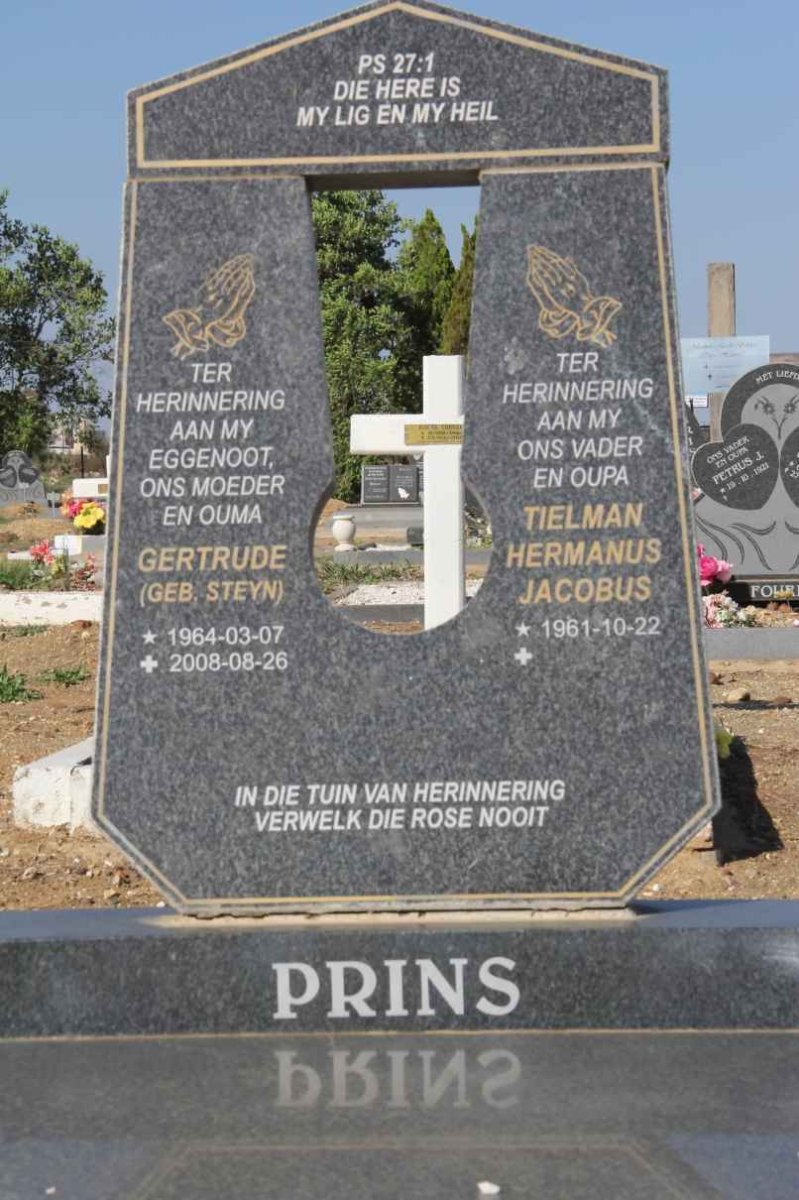 PRINS Tielman Hermanus Jacobus 1961- &amp; Gertude STEYN 1964-2008