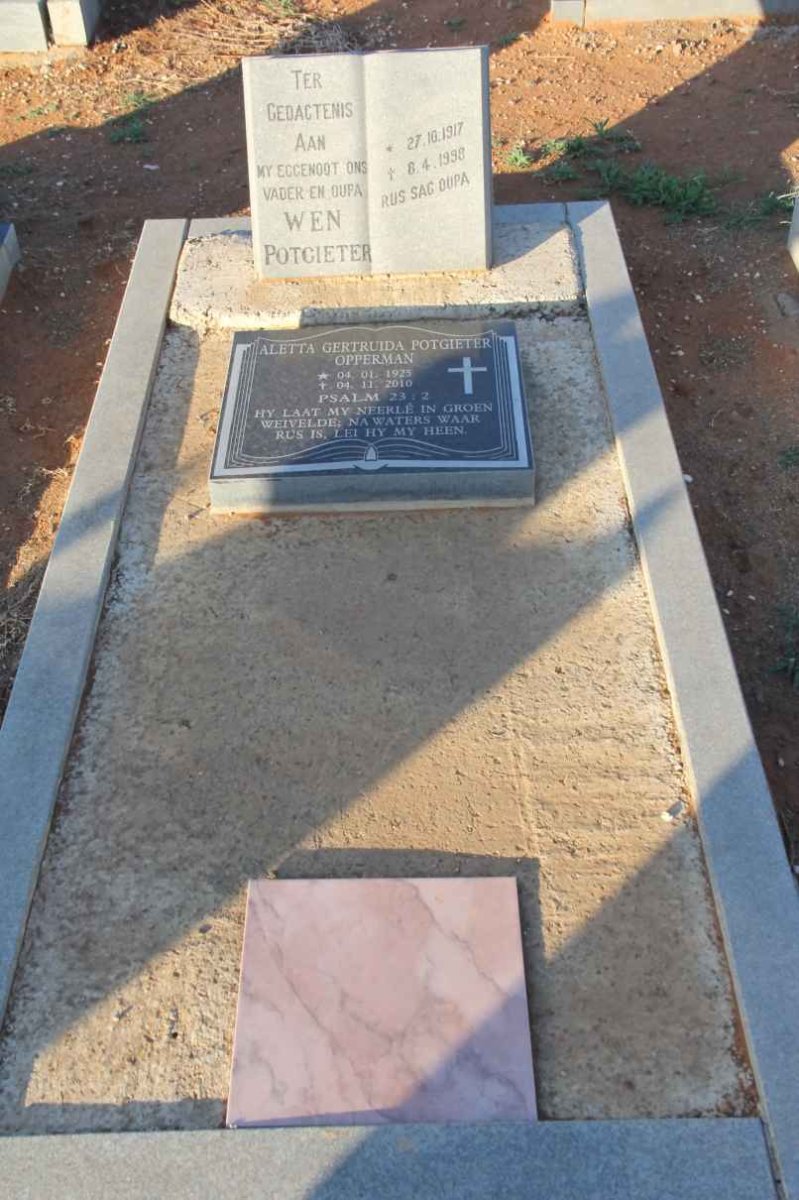 POTGIETER W.E.N. 1917-1998 &amp; Aletta Gertruida OPPERMAN 1925-2010