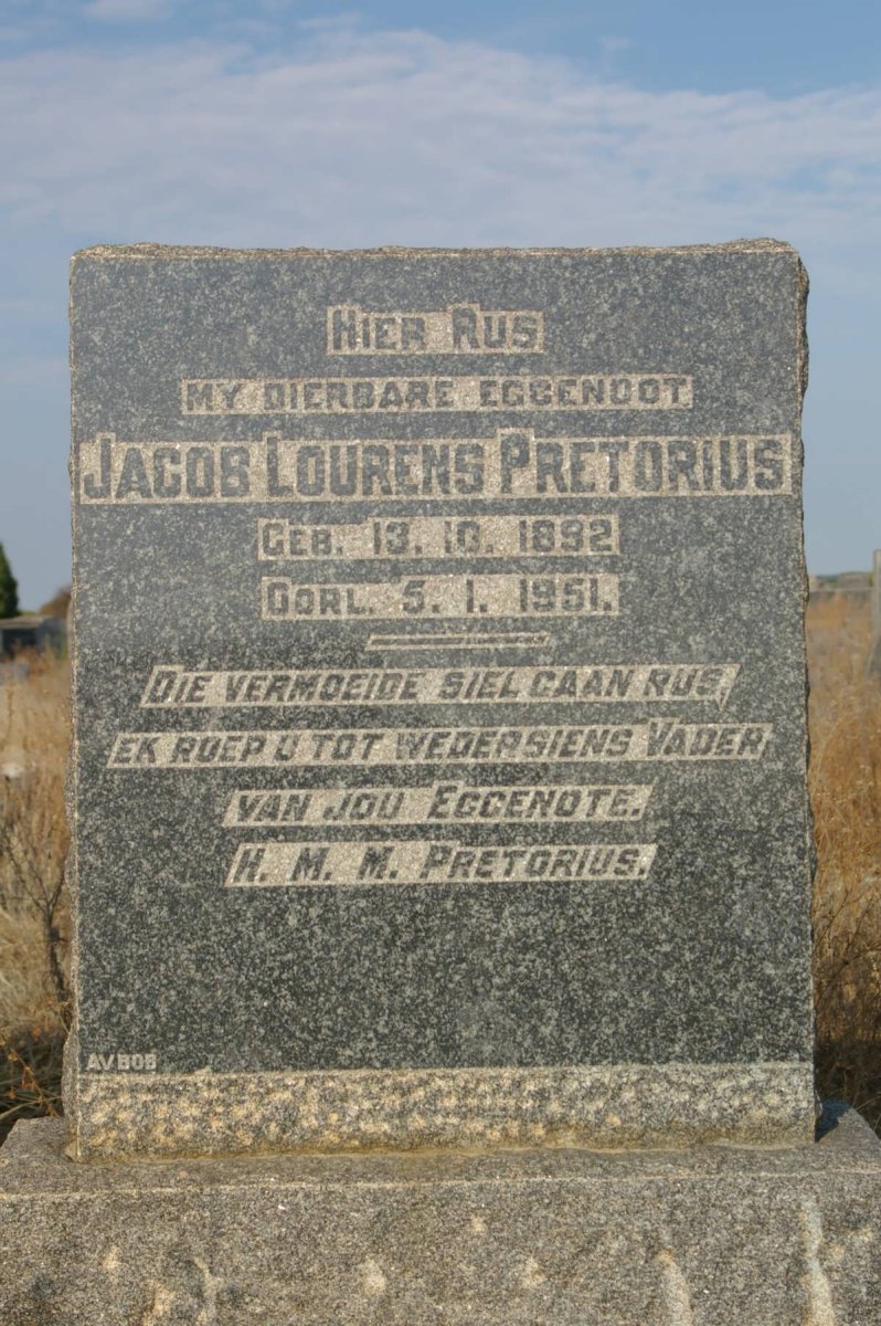 PRETORIUS Jacob Lourens 1892-1951