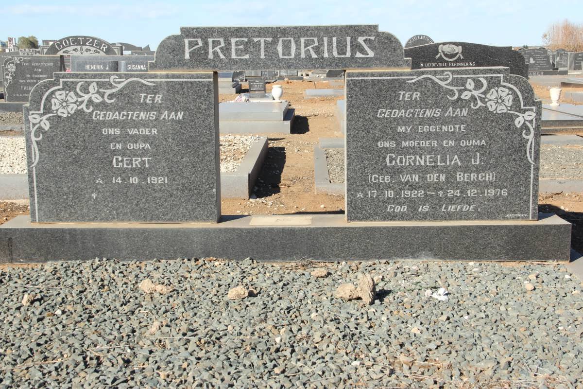 PRETORIUS Gert 1921- &amp; Cornelia J. van den BERGH 1922-1976