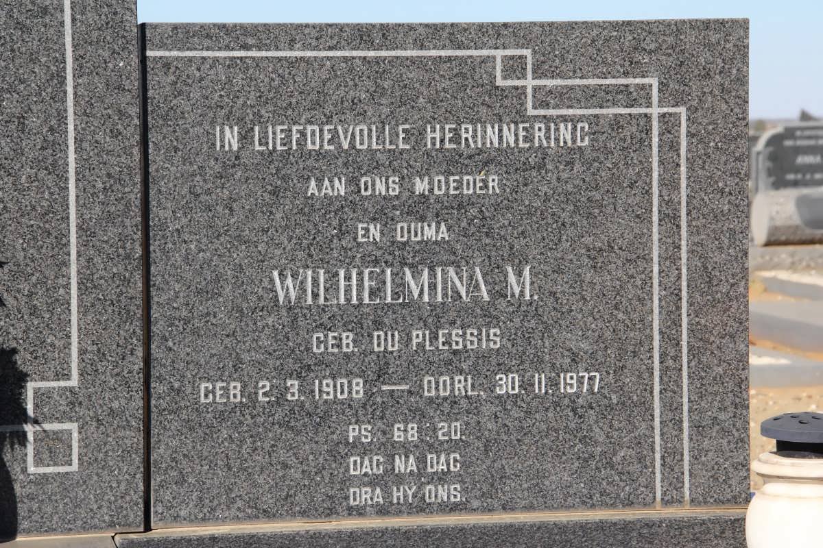 POTGIETER Wilhelmina M. du PLESSIS 1908-1977
