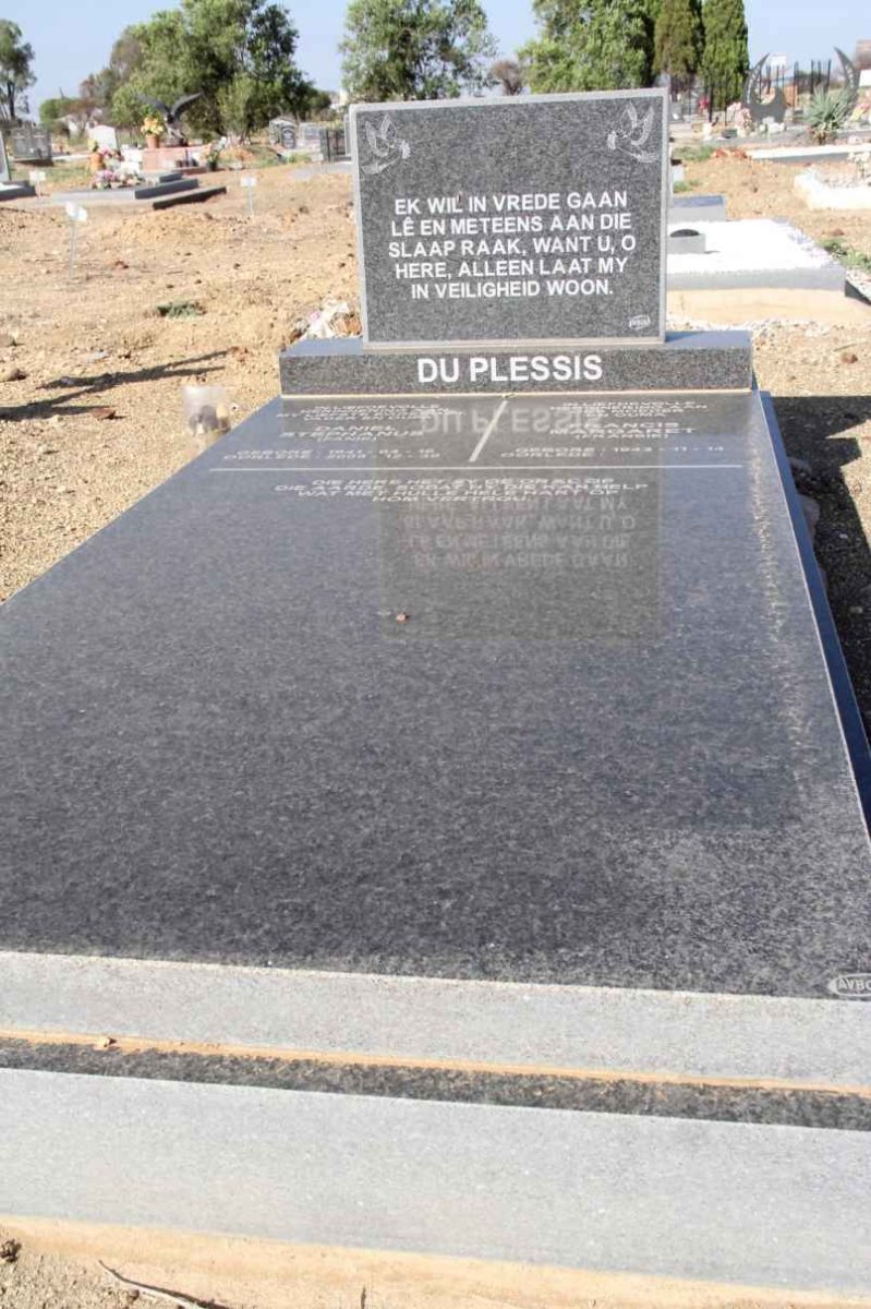 PLESSIS Daniel Stephanus, du 1941-2008 &amp; Francis Margaret 1943-
