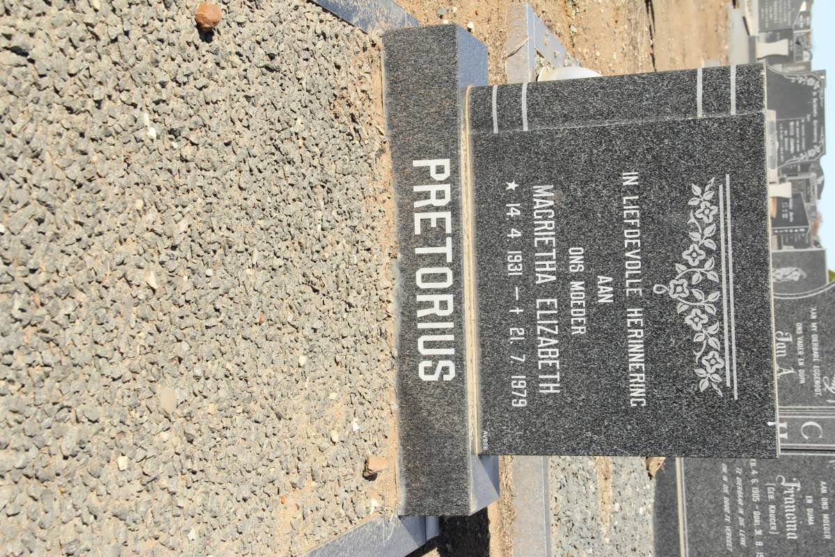 PRETORIUS Magrietha Elizabeth 1931-1979