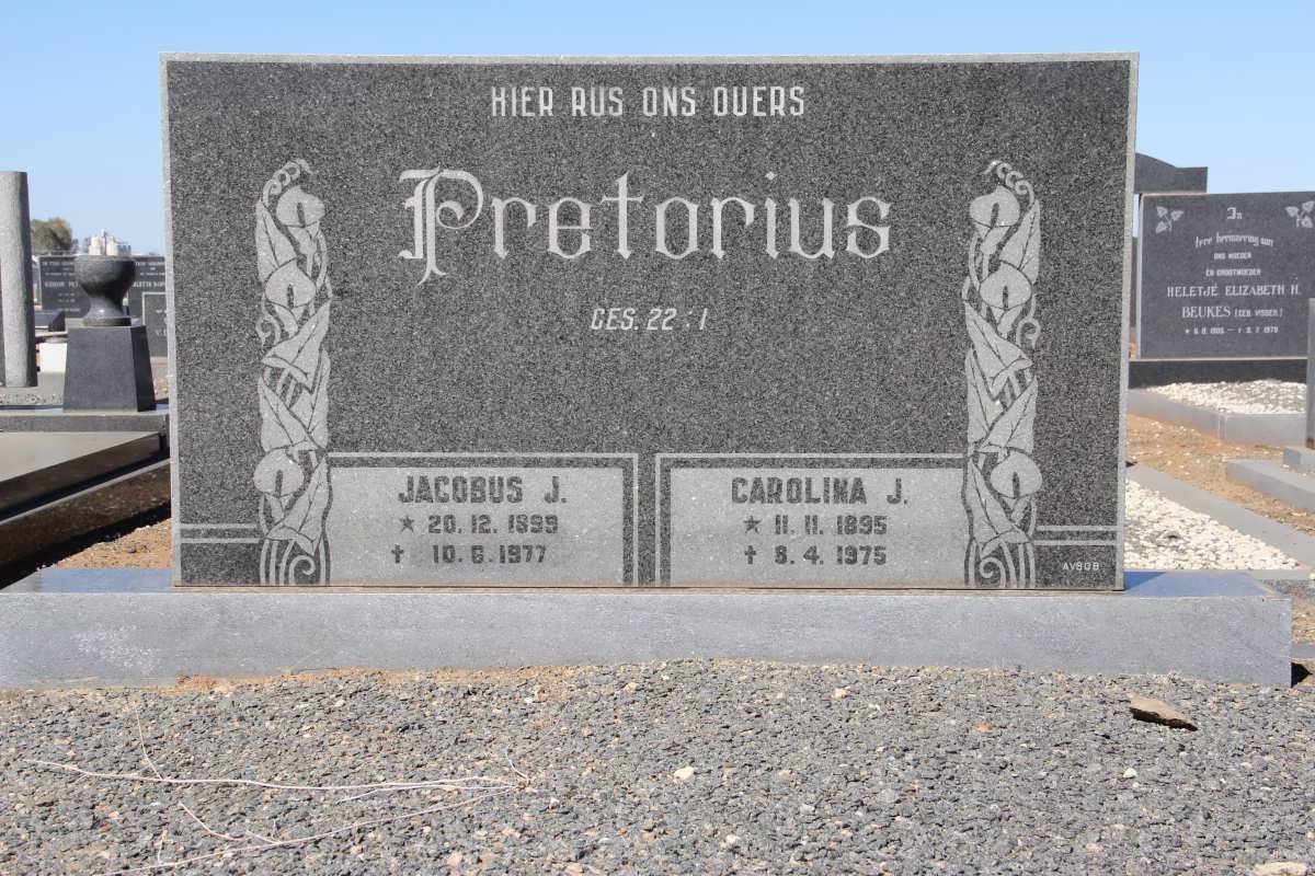 PRETORIUS Jacobus J. 1895-1977 &amp; Carolina J. 1895-1975