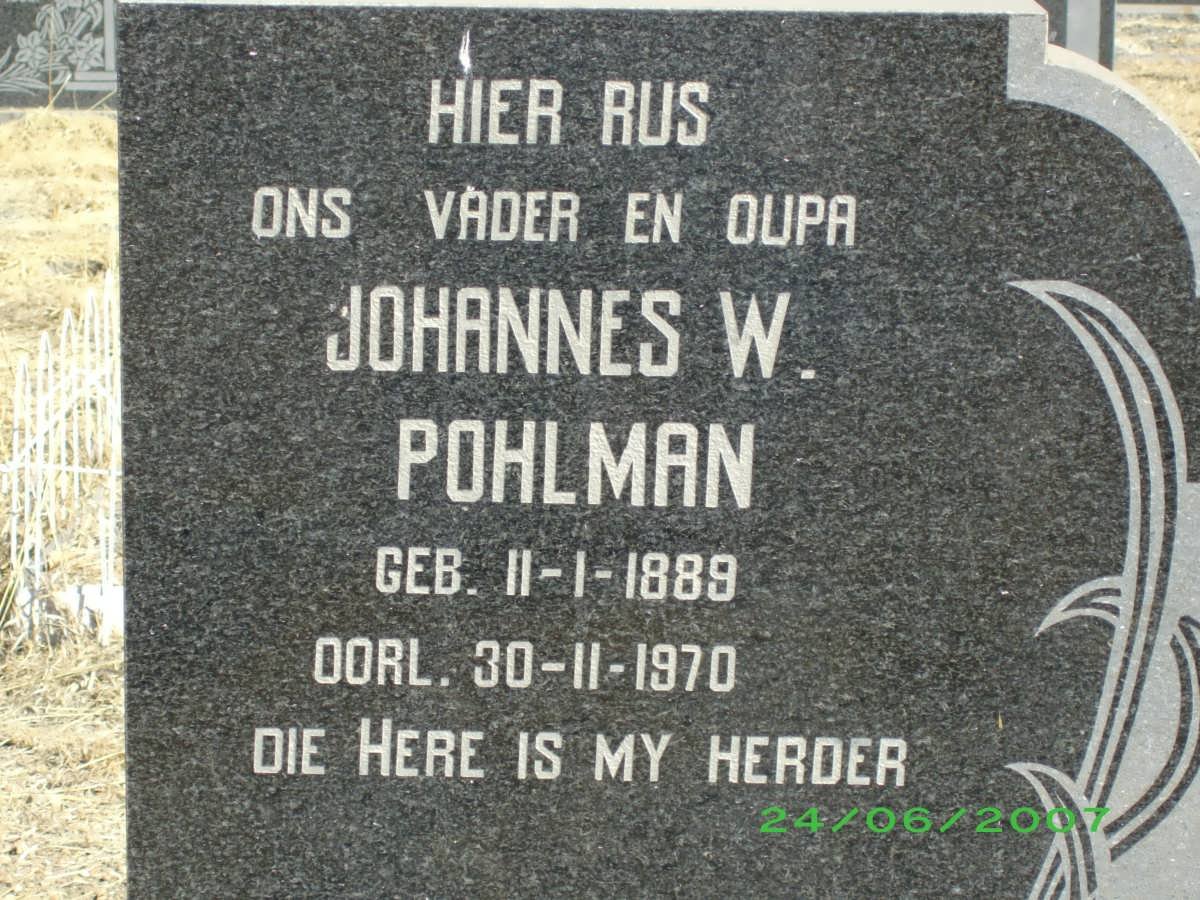 POHLMAN Johannes W. 1889-1970