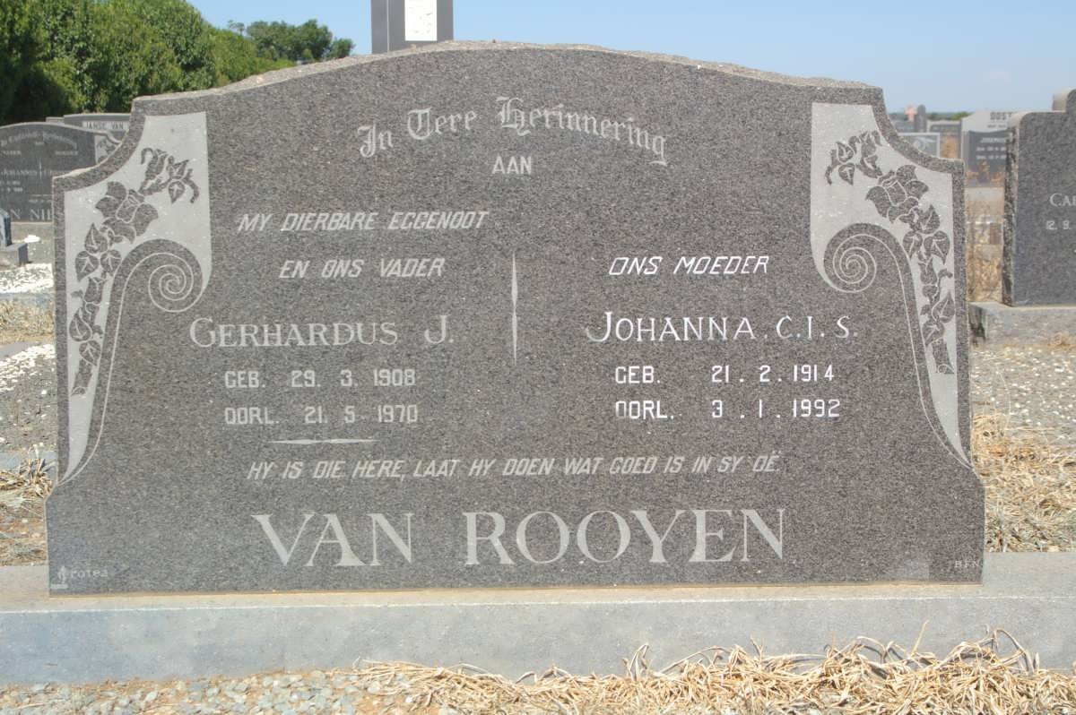 ROOYEN Gerhardus J., van 1908-1970 &amp; Johanna C.I.S. 1914-1992