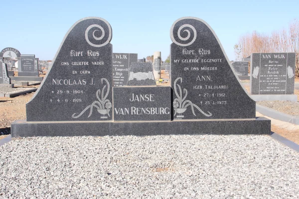 RENSBURG Nicolaas J., Janse van 1904-1979 &amp; Ann TALJAARD 1912-1973