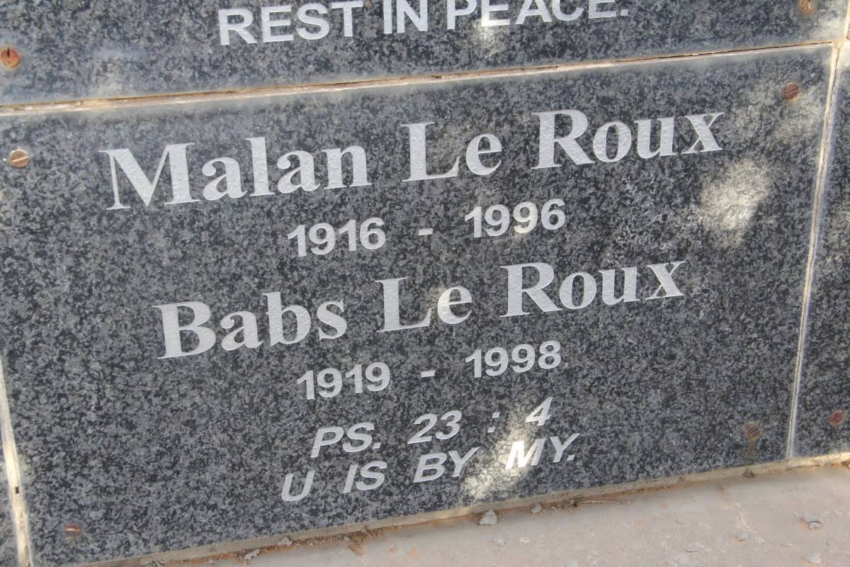 ROUX Malan, le 1916-1996 &amp; Babs 1919-1998