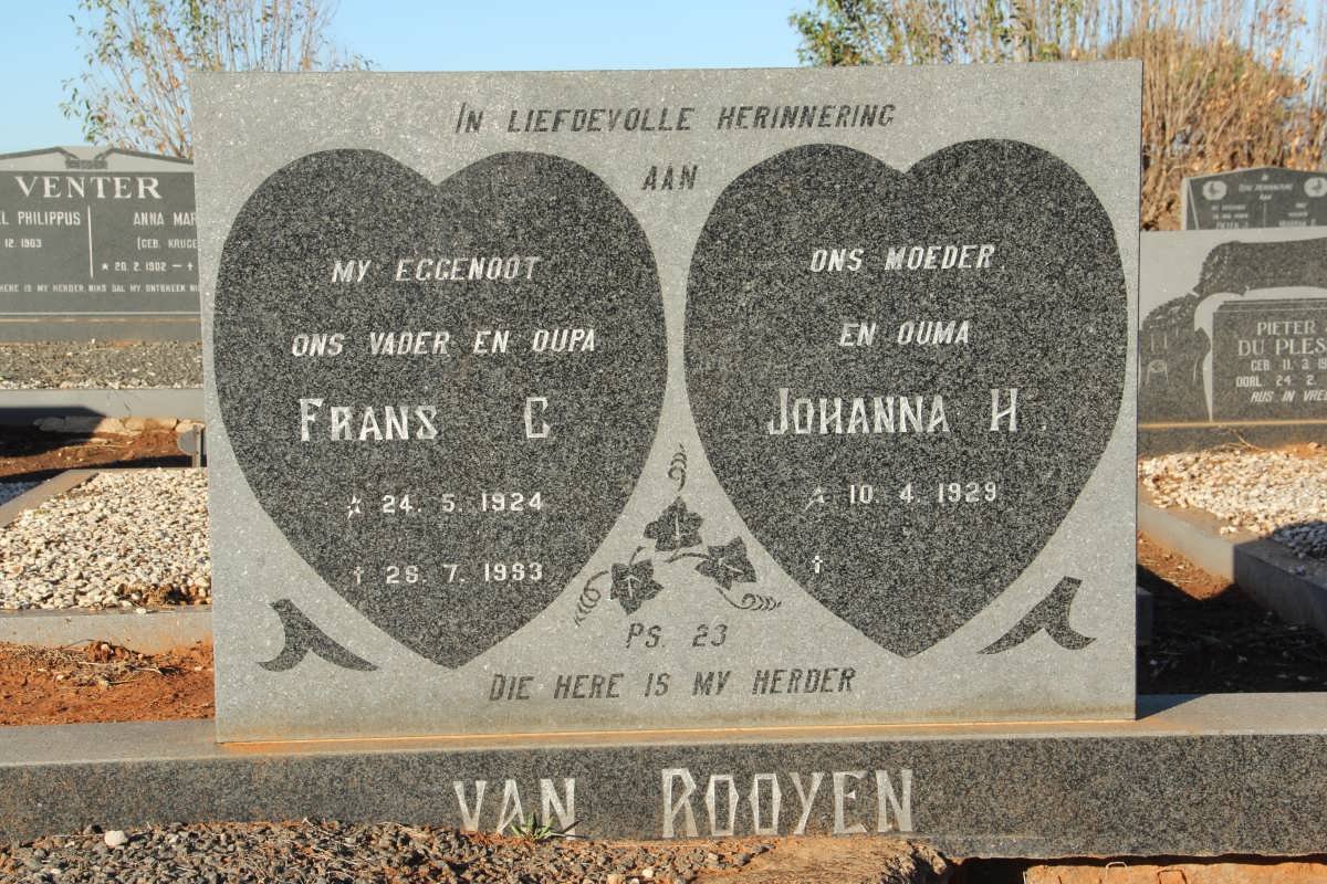 ROOYEN Frans C., van 1924-1993 &amp; Johanna H. 1929-