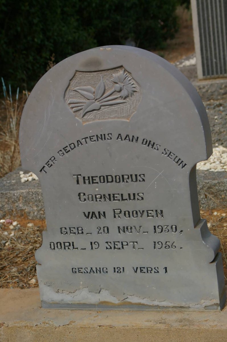 ROOYEN Theodorus Cornelus, van 1930-1956