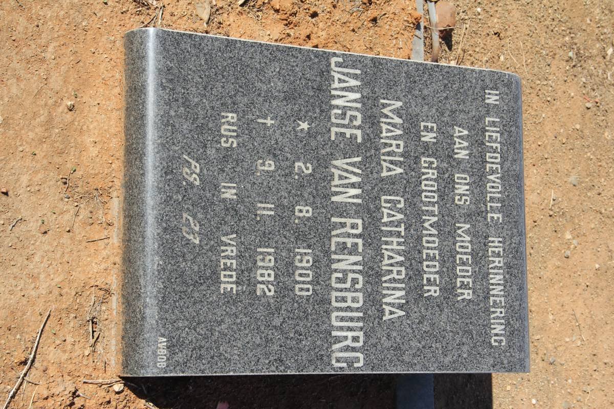 RENSBURG Maria Catharina, Janse van 1900-1982
