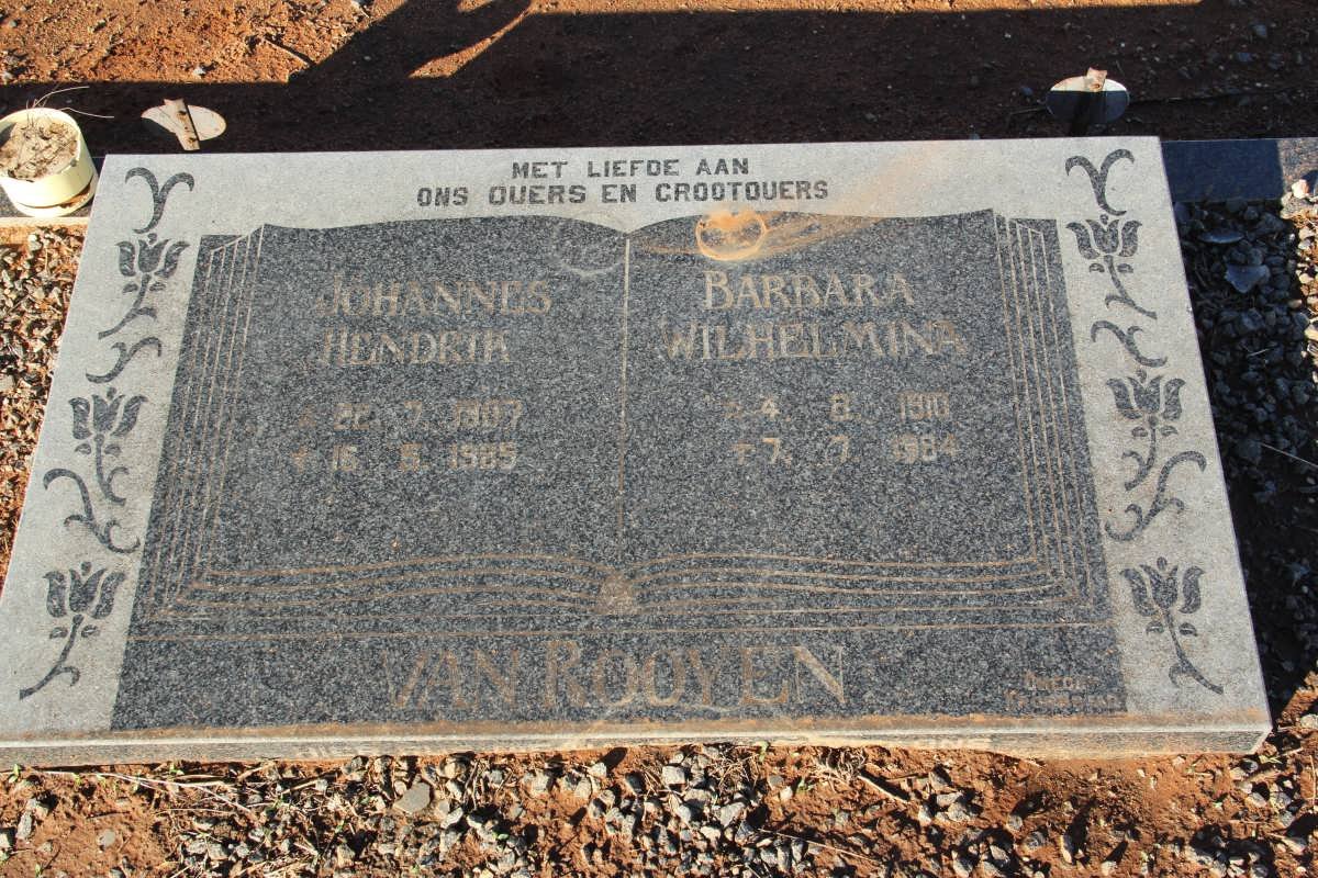 ROOYEN Johannes Hendrik, van 1907-1985 &amp; Barbara Wilhelmina 1910-1984