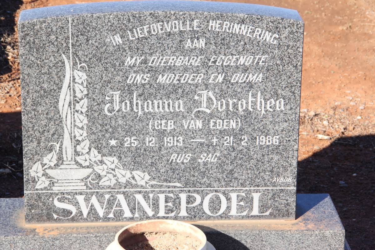 SWANEPOEL Johanna Dorothea nee van EDEN 1913-1986