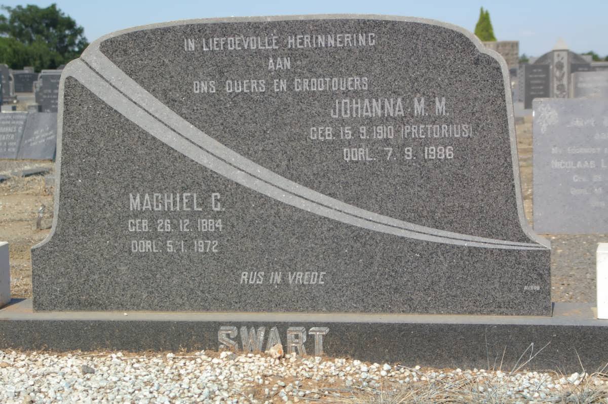 SWART Machiel C. 1884-1972 &amp; Johanna M.M. PRETORIUS -1986 