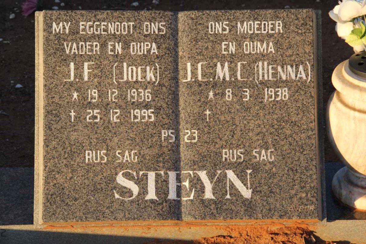 STEYN J.F. 1936-1995 &amp; J.C.M.C. 1938-