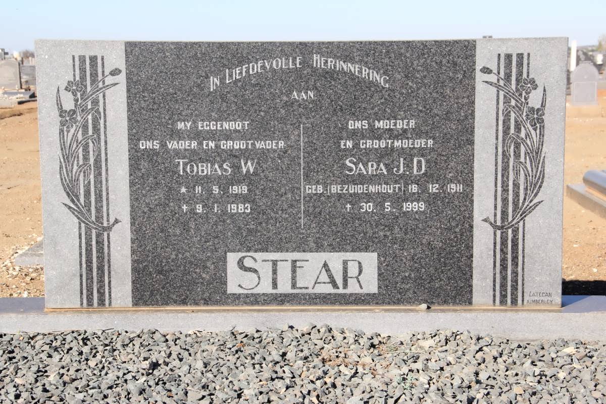 STEAR Tobias W. 1919-1983 &amp; Sara J. D. BEZUIDENHOUT 1911-1999