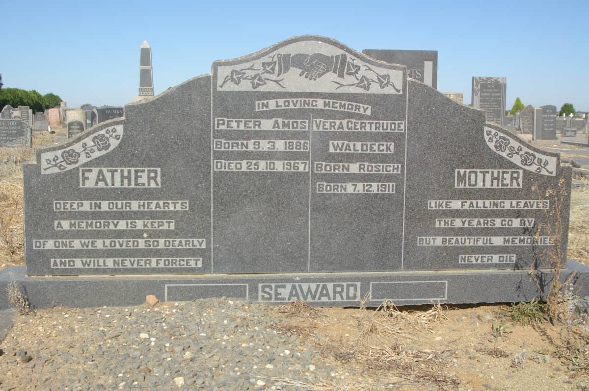 SEAWARD Peter Amos 1886-1967 &amp; Vera Gertrude Waldeck ROSICH 1911-