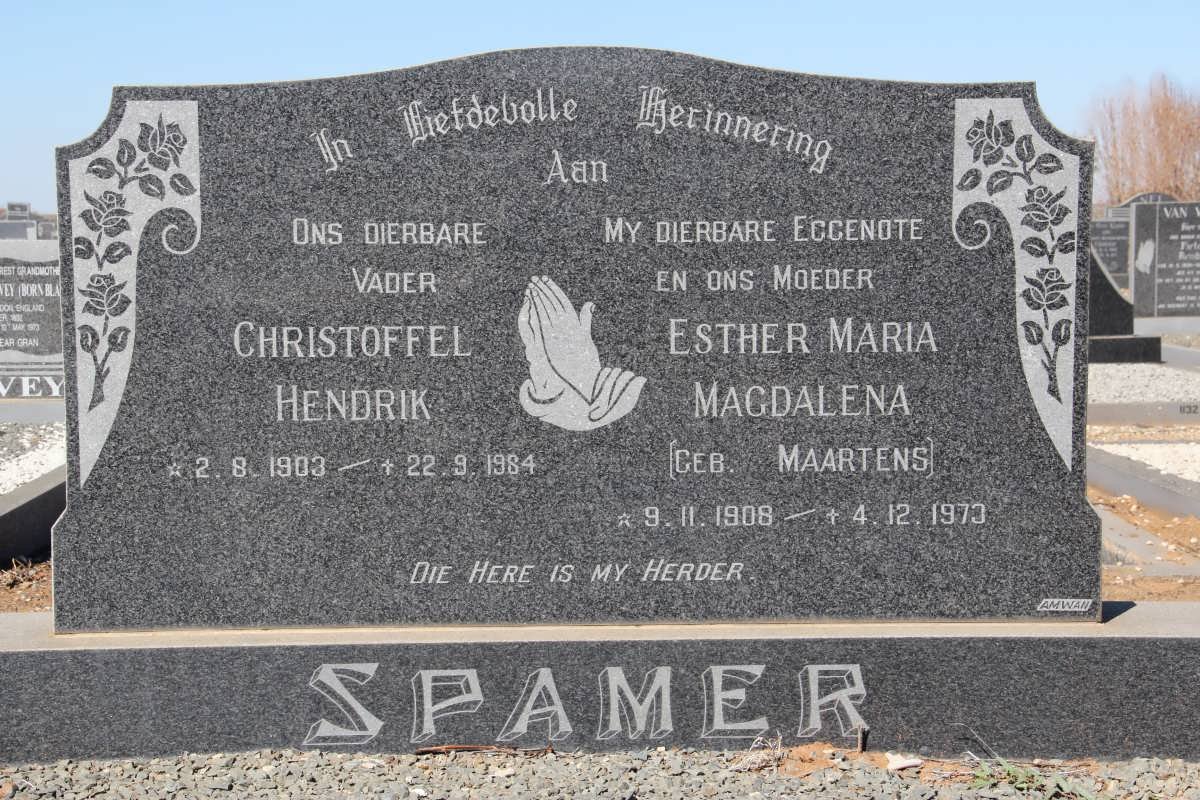 SPAMER Christoffel Hendrik 1903-1984 &amp; Esther Maria Magdalena MAARTENS 1908-1973
