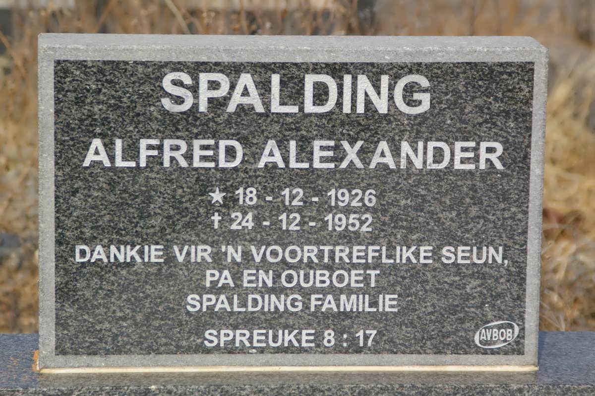 SPALDING Alfred Alexander 1926-1952