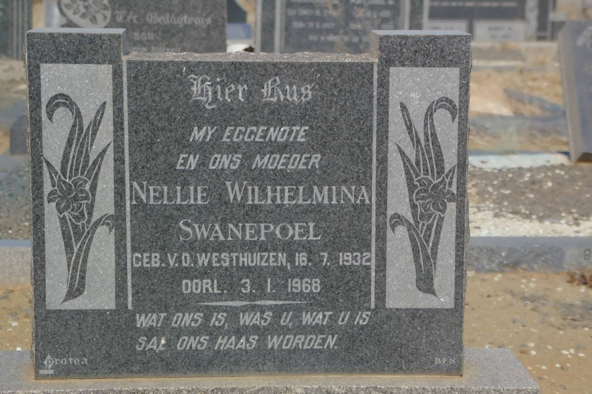 SWANEPOEL Nellie Wilhelmina nee V.D. WESTHUIZEN 1932-1968