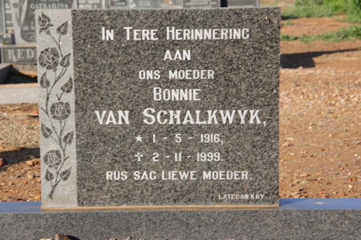 SCHALKWYK Bonnie, van 1916-1999