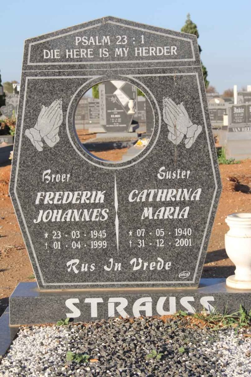 STRAUSS Cathrina Maria 1940-2001 :: STRAUSS Frederik Johannes 1945-1999