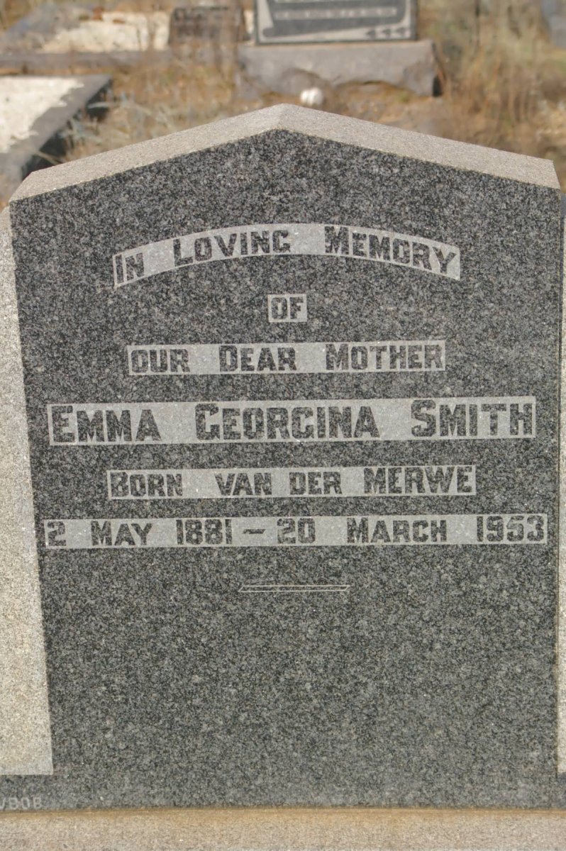 SMITH Emma Georgina nee van der MERWE 1881-1953