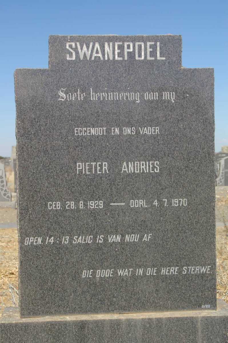 SWANEPOEL Pieter Andries 1929-1970