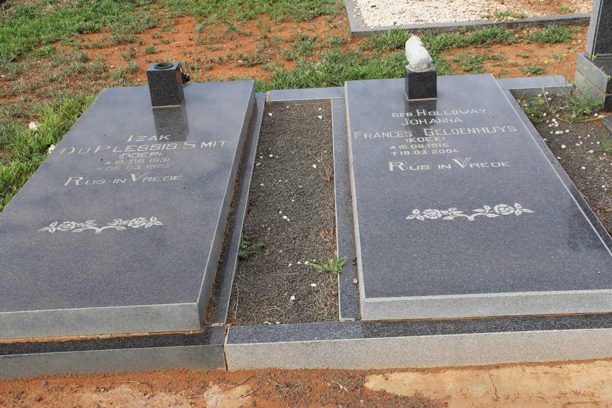 SMIT Izak Du Plessis 1931-1992 &amp; Johanna Frances Geldenhuys HOLLOWAY 1915-2004