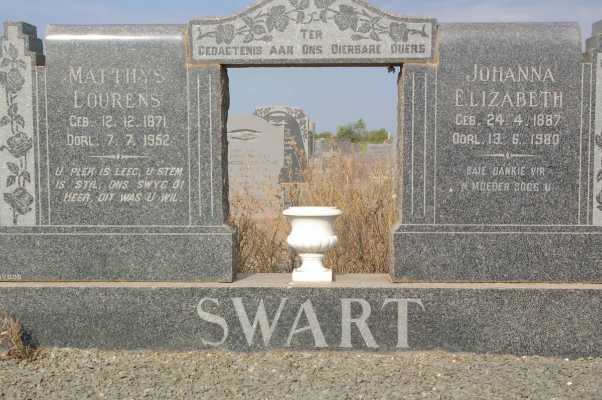 SWART Matthys Lourens 1871-1952 &amp; Johanna Elizabeth 1887-1980