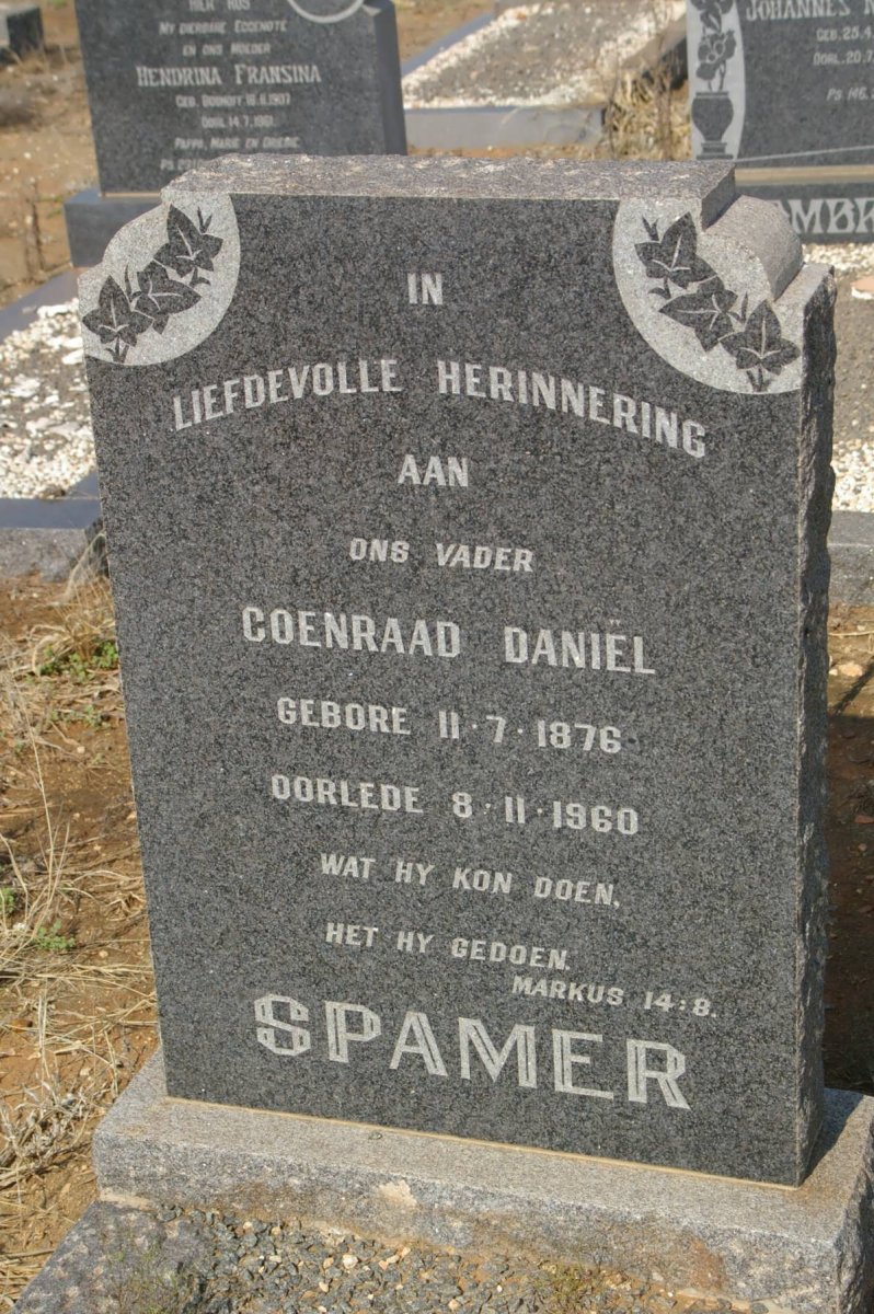 SPAMER Coenraad Daniël 1876-1960