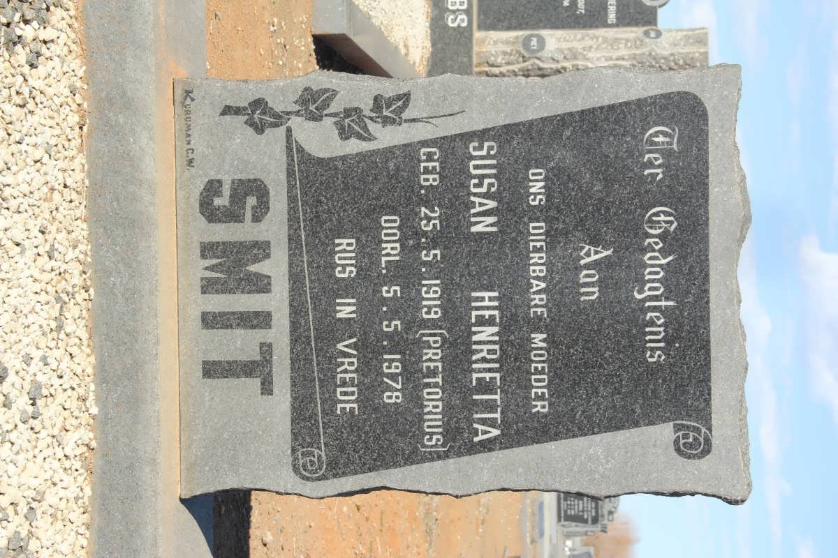 SMIT Susan Henrietta nee PRETORIUS 1919-1978