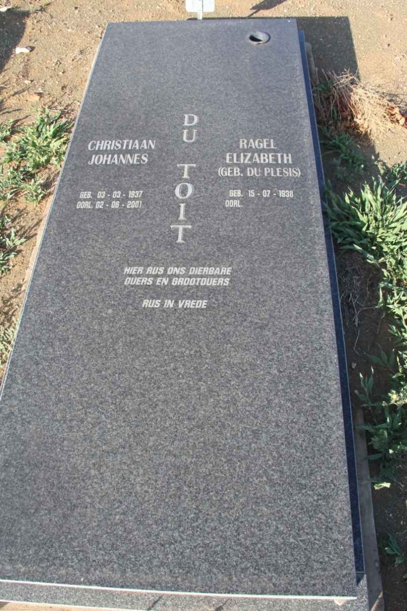 TOIT Christiaan Johannes, du 1937-2001 &amp; Ragel Elizabeth du PLESSIS 1938-