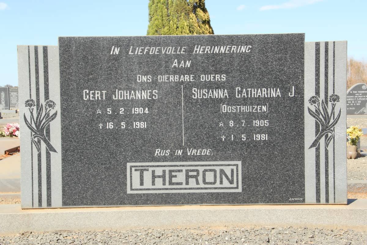 THERON Gert Johannes 1904-1981 &amp; Susanna Catharina J. OOSTHUIZEN 1905-1981